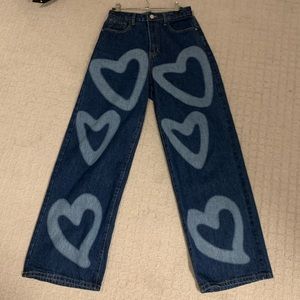 bleach dyed heart mom jeans